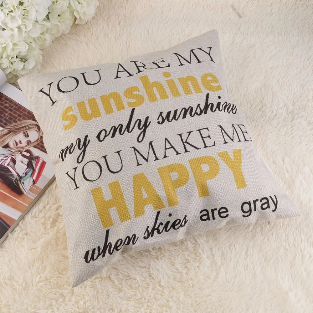 You Are My Sunshine винтажная хлопковая льняная подушка, наволочка, Чехлы Чехол-наволочка, диван, домашний декор, подарок для друга