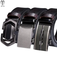 designer automatic buckles mens belts brown coffee genuine leather male waistband alloy button ratchet straps for dress jeans