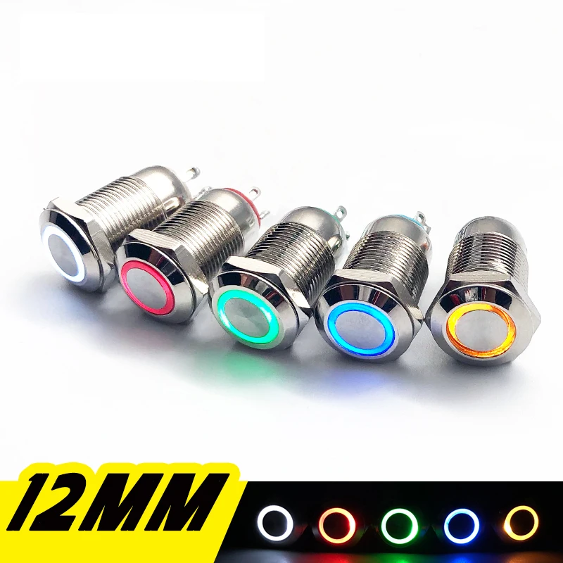 Metal Push Button Switch 12mm Momentary Latching Type DIY Power Start Stop LED 3V 6V 12V 24V 220V | Обустройство дома
