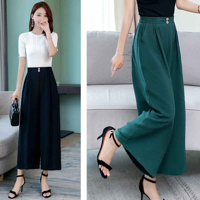 

Middle-aged and elderly casual trousers solid color pants elastic waist summer pants mother cotton large size pants