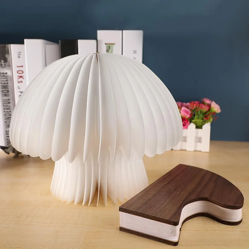 

USB Reading Books Lamps LED Wooden Mushroom Creative Folding Light For Home Bedroom Decoration Desk Lamps Standing lights