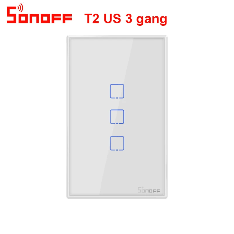 T2 3 GANG Sonoff T1 T2 T3 работает с Google Home Alexa US Умный дом WiFi RF пульт дистанционного управления настенный светильник переключатель панель настенный сенсорный светильник переключатель - Комплект: T2 3 GANG