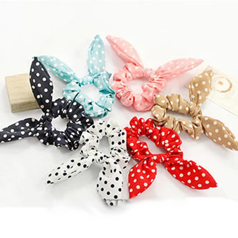 

100-50Pcs Polka Dot Hairband Rabbit Ears Lovely Flower Gum for Hair Rope Elastic Ring Rubber Bands Women Girls Hair Accessories