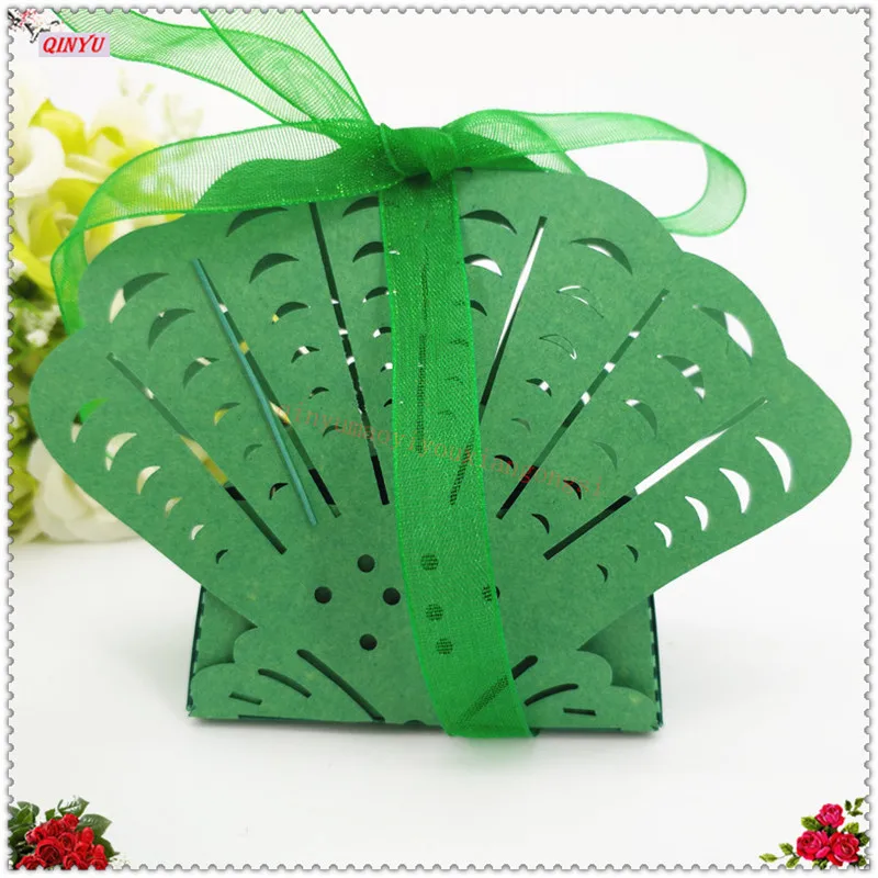 50 шт. в виде ракушки Форма Винтаж Крафт бумажная коробка для конфет драже коробки