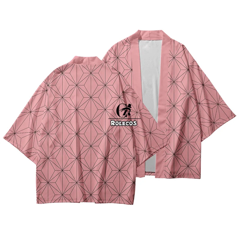 ROLECOS аниме Demon Slayer Yukata Kimetsu no Yaiba Косплей Костюм Кимоно пальто костюм Kamado Tanjirou |