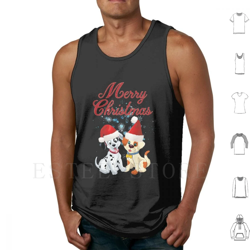 

Christmas Dalmatian & Beagle Dogs With Santa Hats Cute Tee Tank Tops Vest Christmas Dalmatian Beagle Dogs With Santa Hats