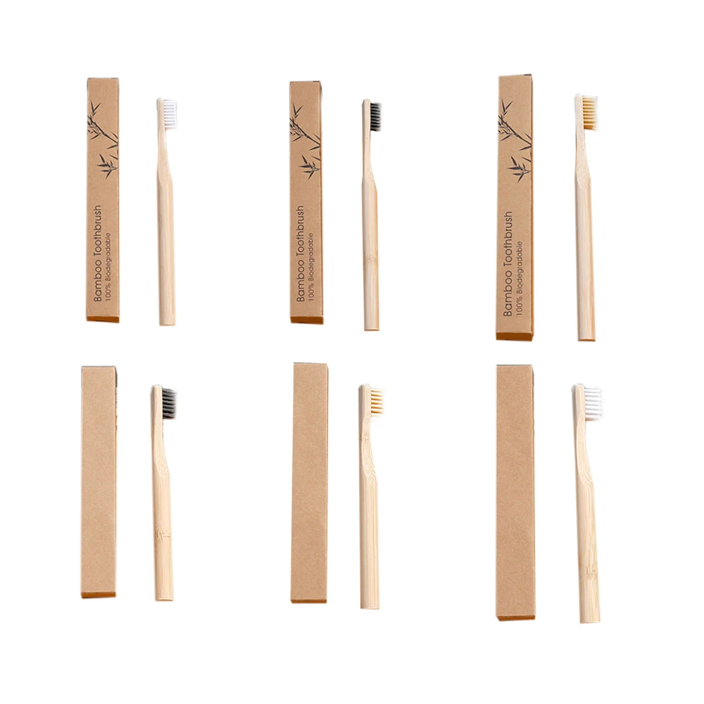 Круглая ручка бамбуковая зубная щетка бамбуковый уголь мягкое бамбуковое