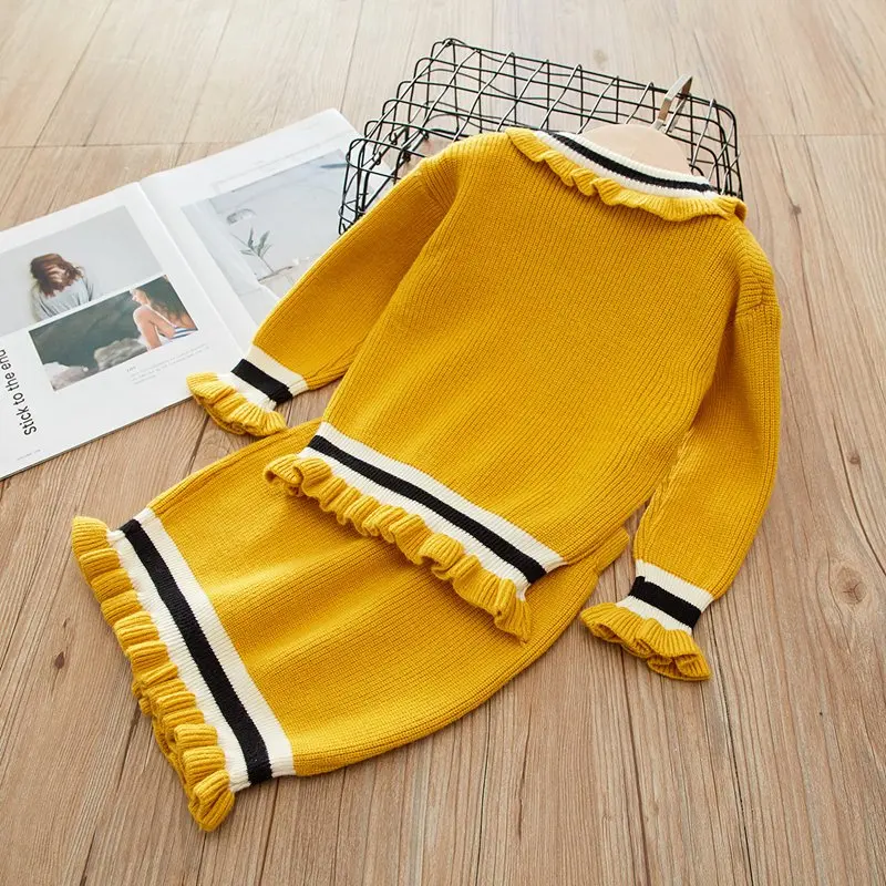 2019 г. Повседневный осенний комплект одежды принцессы для девочек пуловер с