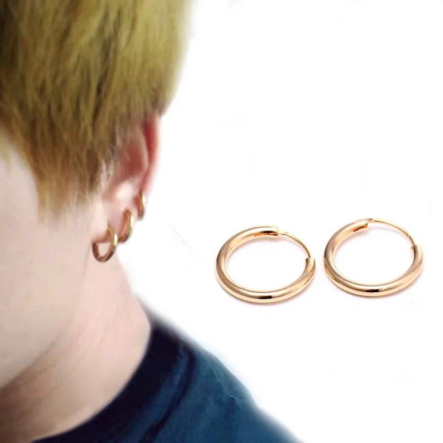 Женские круглые мини сережки из нержавеющей стали золотистого/серебристого