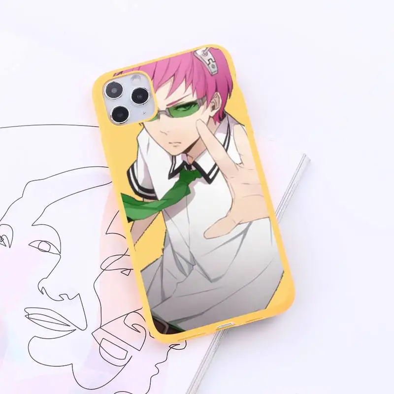 

The Disastrous Life of Saiki K Saiki Kusuo Phone Case Candy Color for iPhone 6 7 8 11 12 s mini pro X XS XR MAX Plus