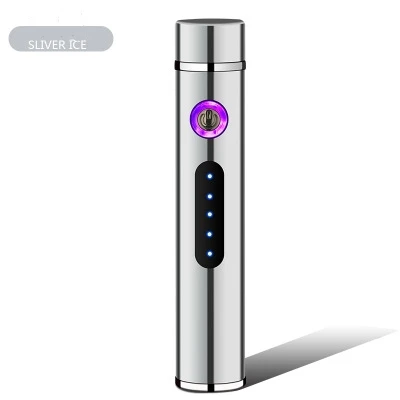 

Windproof MIni USB Dual Arc Lighter Plasma Flameless Long Strip Electric Lighter for Cigarette LED Power Display Dropshipping
