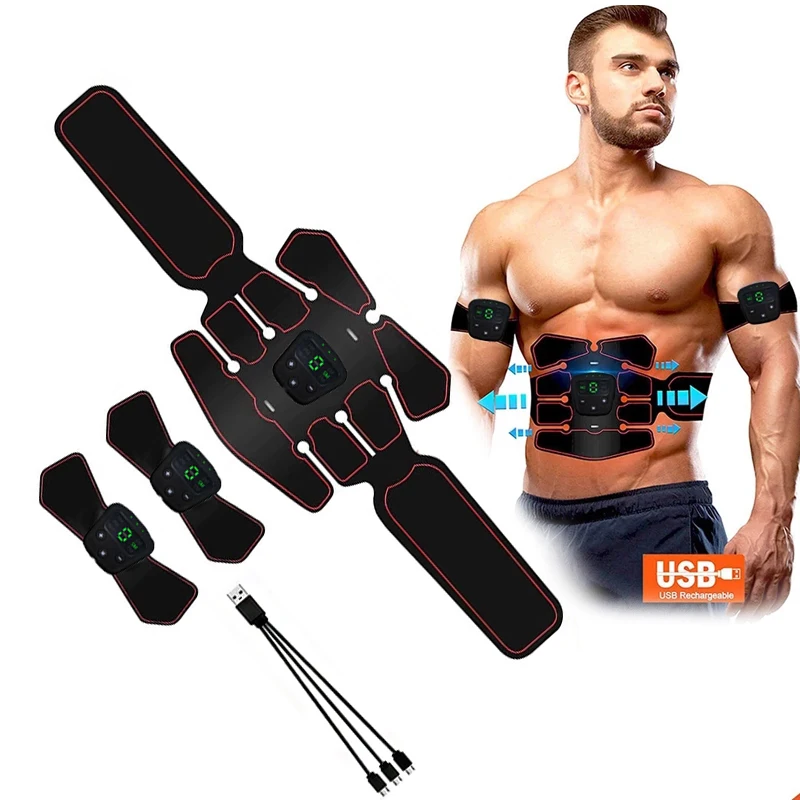 

New EMS Abdominal Muscle Stimulator Electric Body Slimming Belt ABS Toner Trainer Gym Fitness Equipment LCD Weight Loss Device