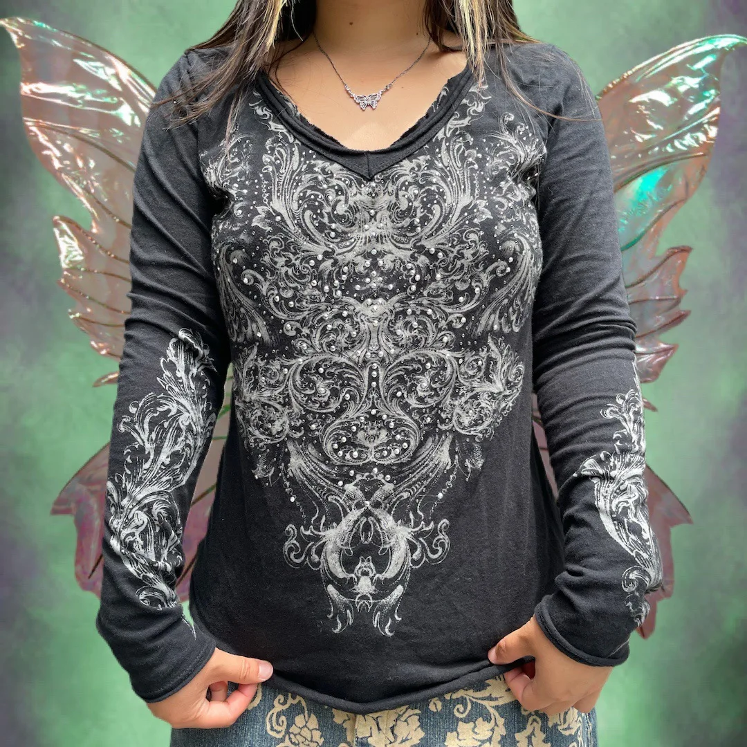 

Женская футболка с длинным рукавом, V-образным вырезом