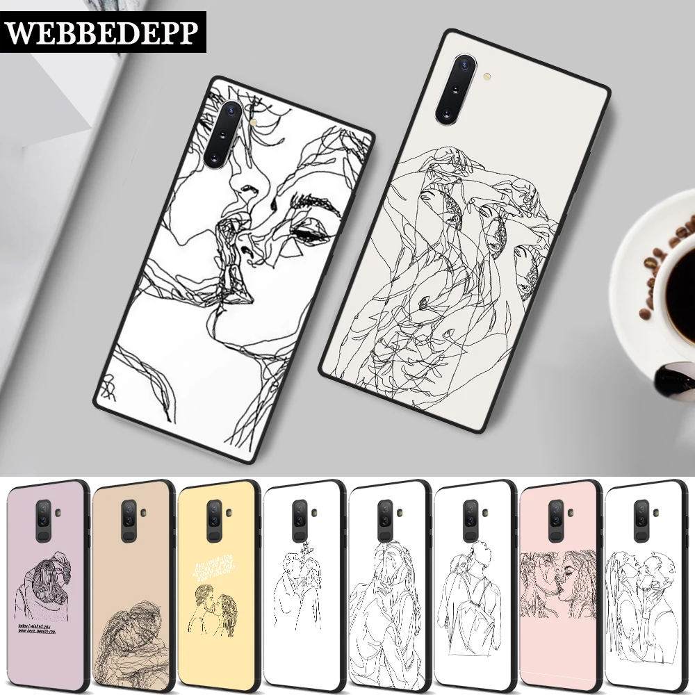 61W Минималистский линия пара силиконовый чехол для Samsung J4 Core 2018 плюс J6 Prime J7 Duo J8 Note 8