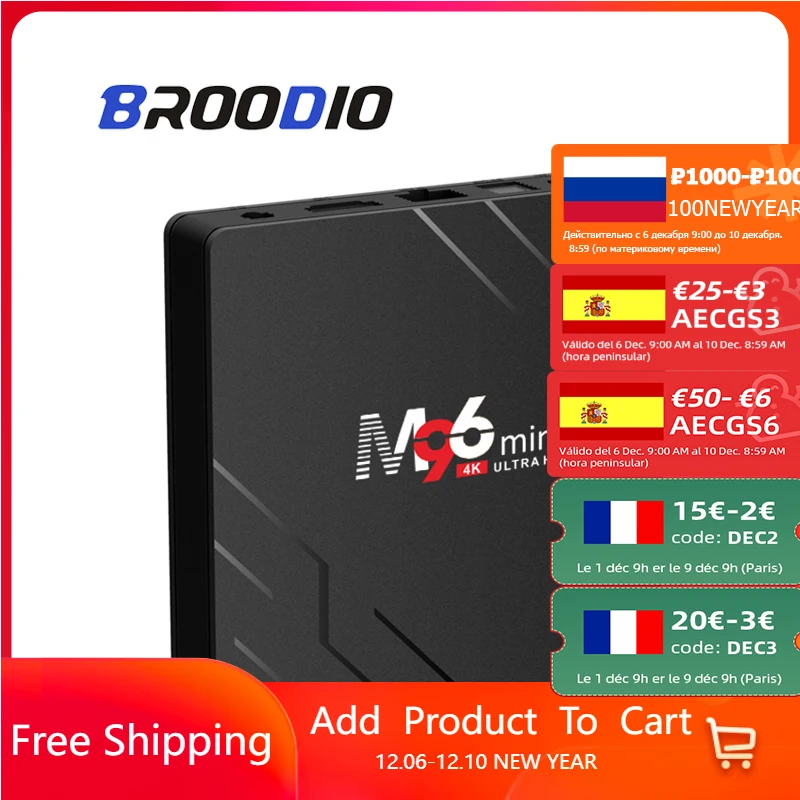 

M96MINI TV Box Amlogic Quad Code Tvbox Android 9 TV Box 2.4G 5G Wifi Smart TV Media Player Tvbox Android Receiver 4K Set Top Box