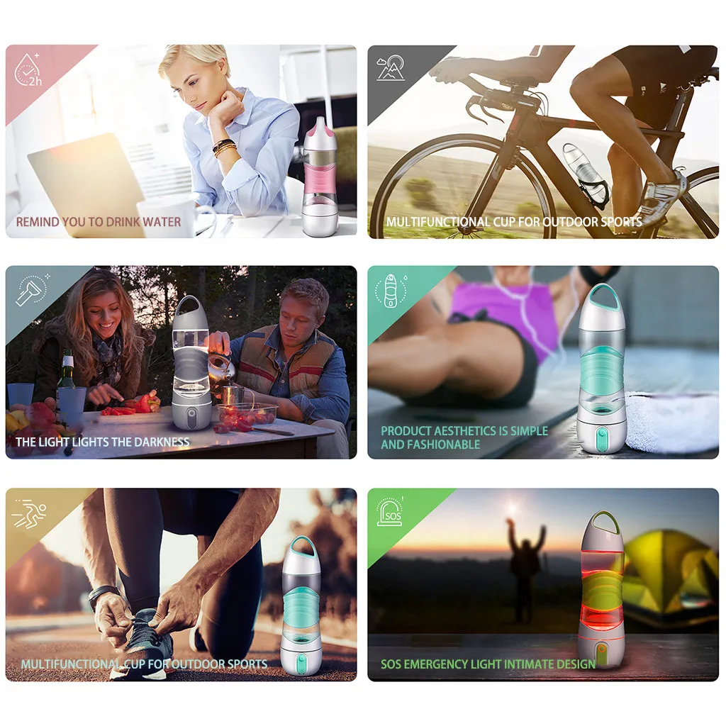 Электрическая Спортивная бутылка для воды с таймером чашка питья