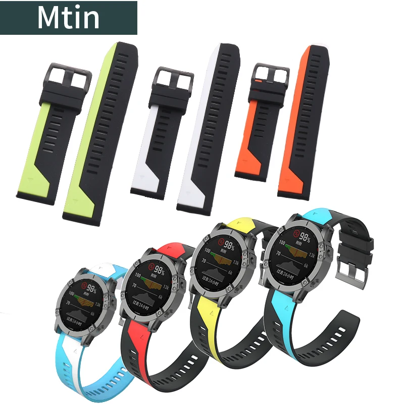 Outdoor sports silicone strap 22mm26mm for Garmin fenix6 6xpro 5 5xplus fenix1 2 3HR 935 945 S60waterproof wristband bracelet