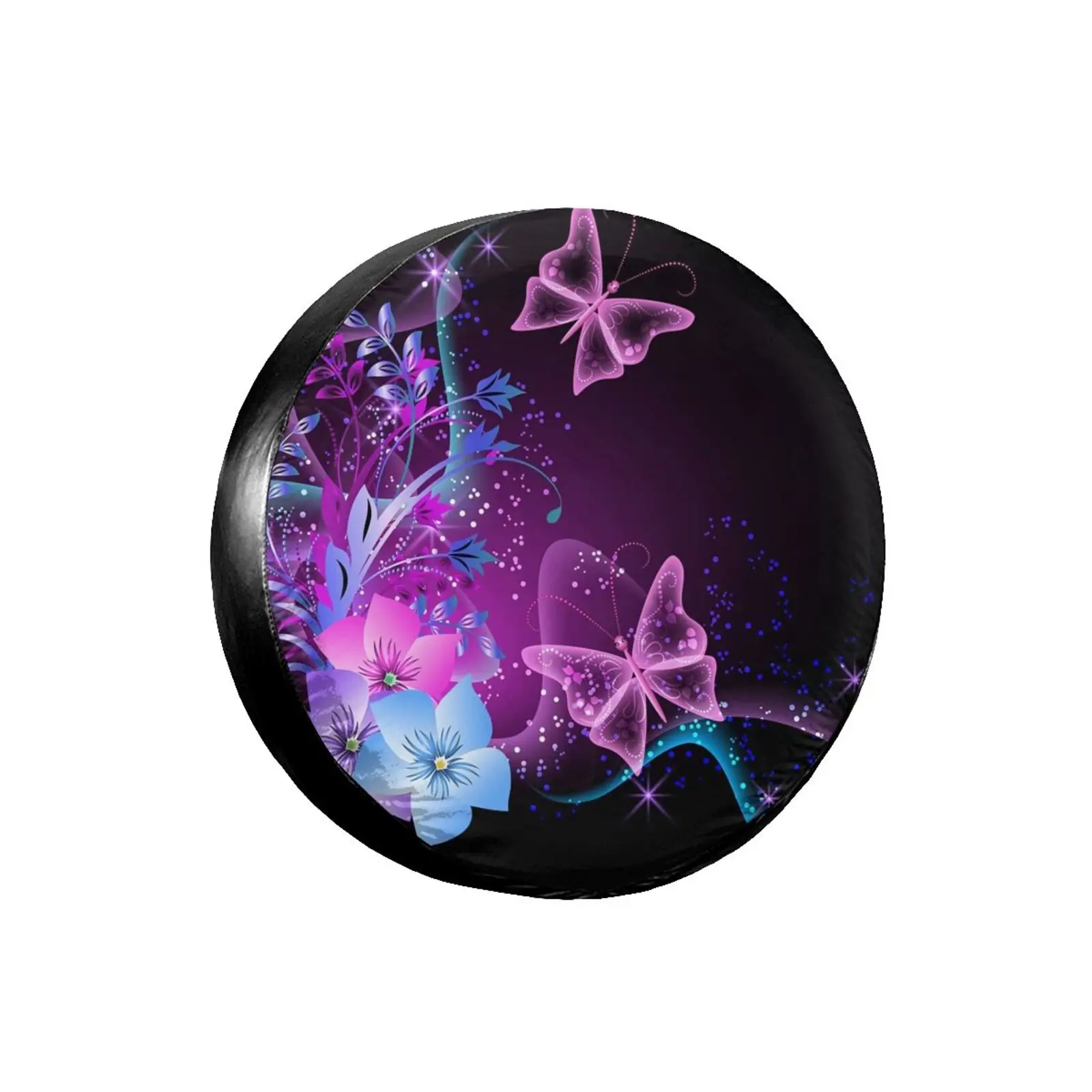 

Sparkling flowers and beautiful butterflies,, A Gift for Camping Enthusiasts, Spare Tire Cover for Camping Car,