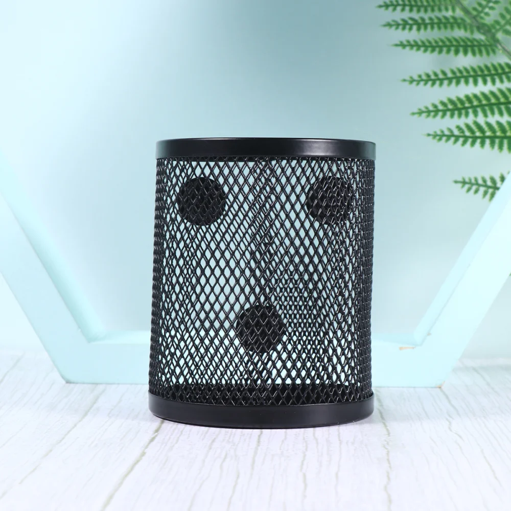 

2pcs Metal Iron Net Pen Holder Pencil Container Desktop Organizer Office Supplies (Semicircle + Square Black)