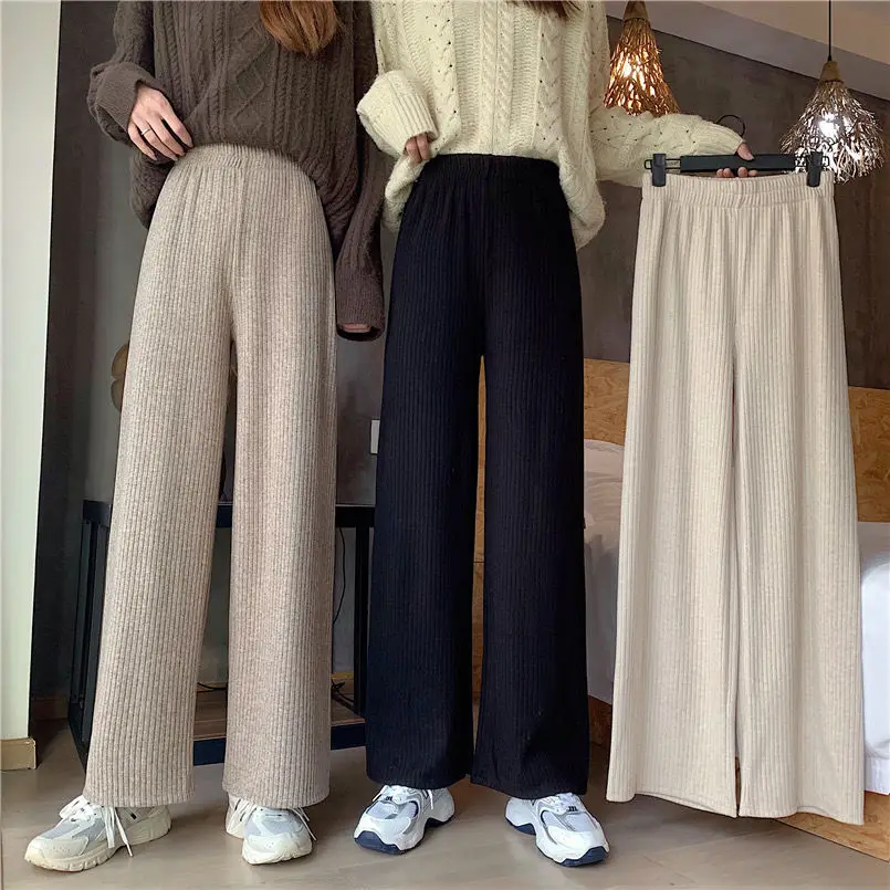 

Summer apricot wide leg pants women's new Korean loose student straight high waist slim casual pants