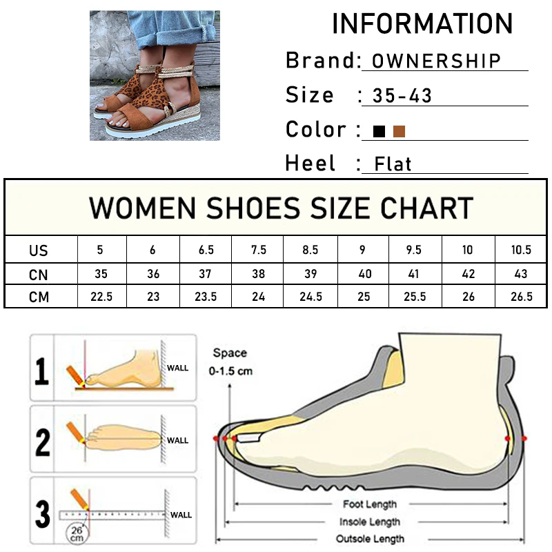 

Women's Hemp Rope Gladiator Sandals 2021 Summer Women's Leopard Wedges Ladies Casual Zip Shoes Female Open Toe Footwear Big Size