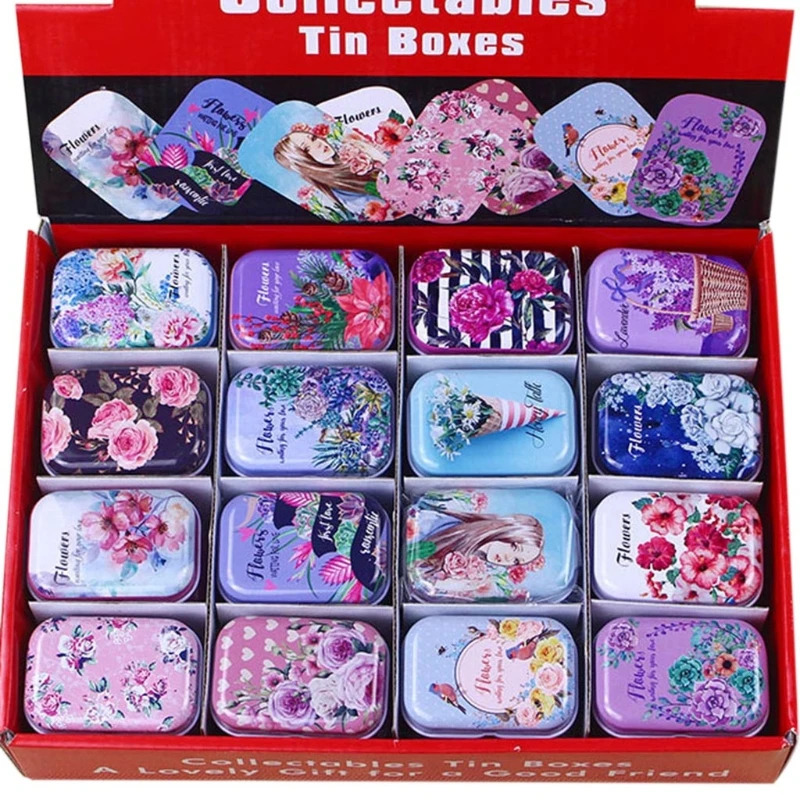 

32pcs Colorful Flower Mini Tin Box Sealed Jar Packing Jewelry Candy Cans Storage 203F