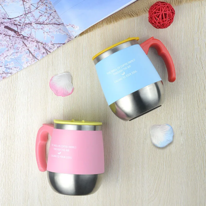 Двухслойная кофейная чашка из нержавеющей стали Ретро дизайн портативная