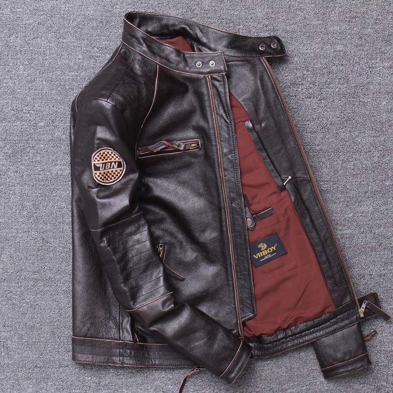 

Free shipping,Biker Brand style Vintage men's quality genuine leather Jacket slim 100% natural cowhide coat.leather clothing
