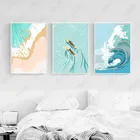 Летние пляжные плакат обои акварельная картина на холсте Серфинг морская волна печать рисунка художественные промыслы, украшение для дома, спальни,
