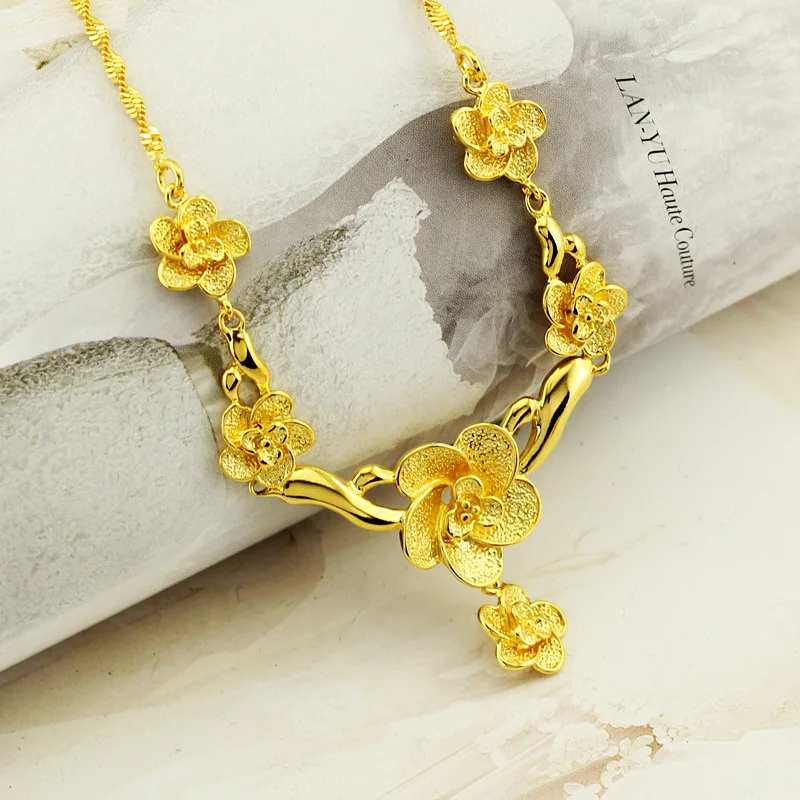 Дубай ювелирные наборы винтажное ожерелье и сережки в виде цветка браслет