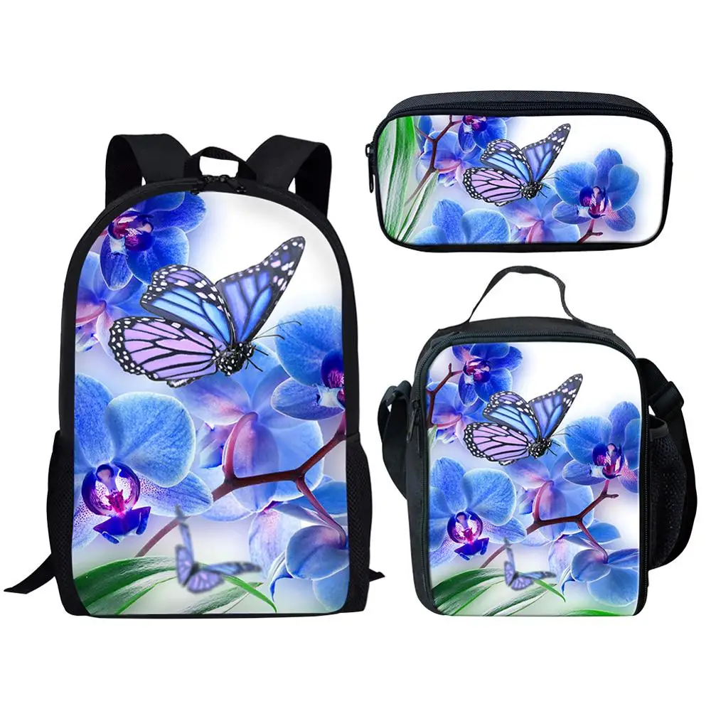 Детская школьная сумка 3 шт./компл. красивое платье с изображением бабочек рюкзак