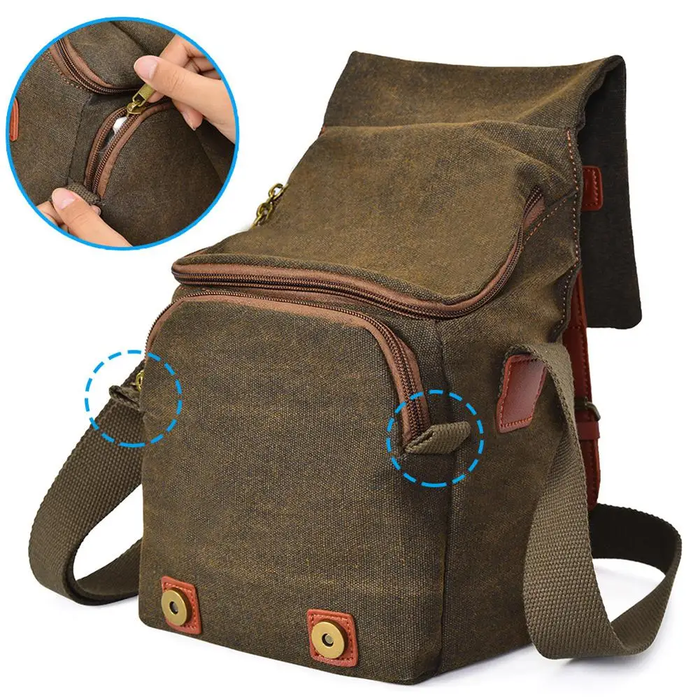 

Camera Shoulder Messenger Bag DSLR SLR Shockproof Lightweight Vintage Waterproof Canvas Bag Compatible for Canon Sony Nikon