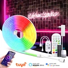 Светодиодная лента Tuya Smart Life светильник, неоновая LED полоска для декора комнаты, 12 В, RGB, Wi-Fi, работает с Alexa Google Home