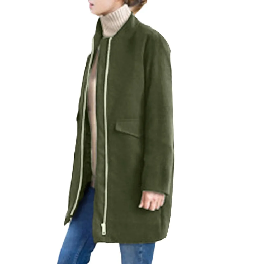 Женское пальто зимнее Тренч с лацканами на молнии Свободное плюс Outwear2019 мягкое