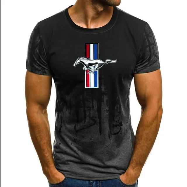 Ford Mustang T-shirt Men Gradient Color Short Sleeve Beefy Muscle Basic Solid Blouse Tee Shirt Top Casual Funny Tshirt Summer N |