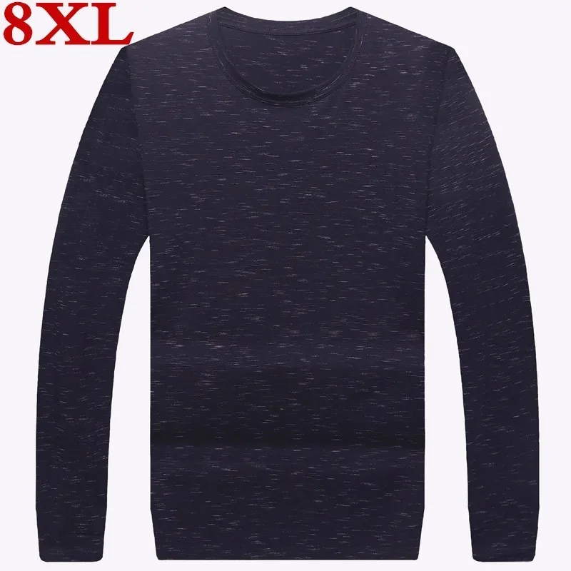

8XL размера плюс 2020 новые 7XL 6XL 5XL весенние мужские футболки с длинным рукавом полосатая футболка Повседневная С О-образным вырезом одноцветна...