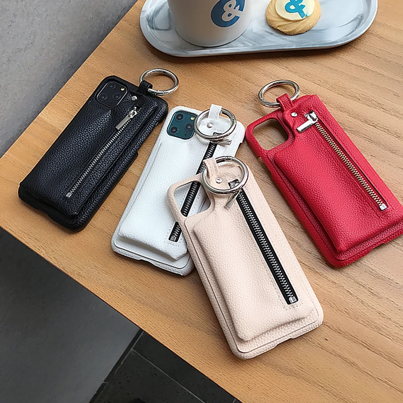 Чехол для iPhone 11 Pro Max роскошный кожаный кошелек на молнии Сумочка с подставкой