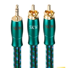 SKW 3.5mm Aux Jack To 2 RCA Audio Cable OFC Conductor Male To Male For TV Computer Phone MP3 Connect Power Amplifier Speaker