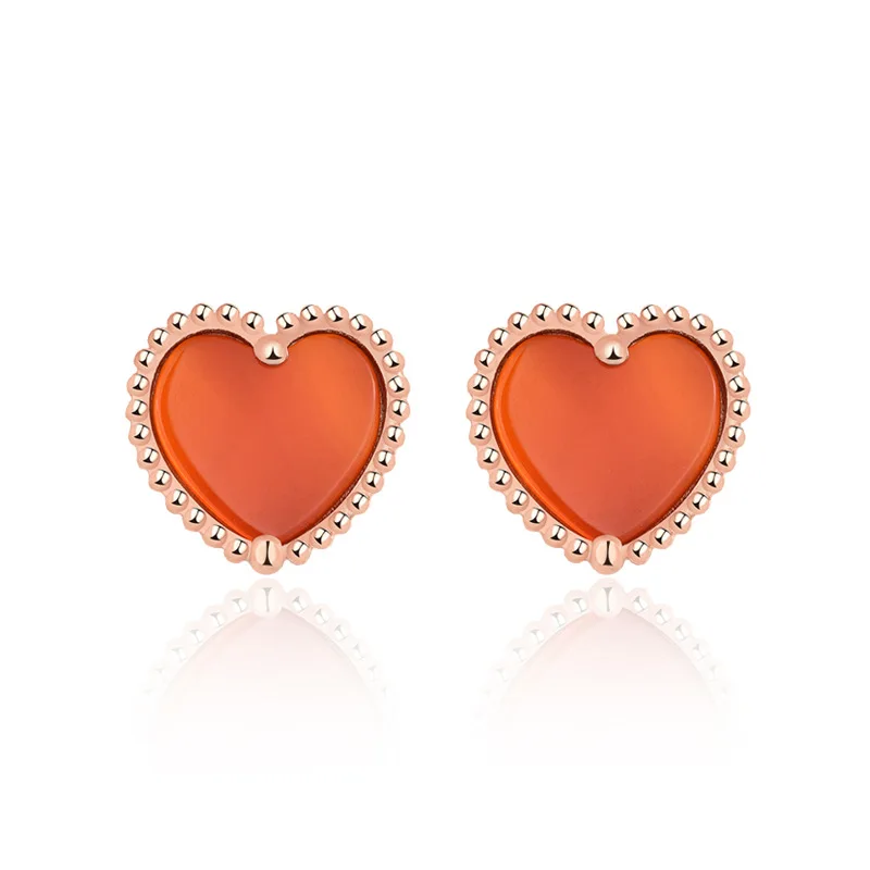 

Серьги JQUEEN S925 в форме сердца из красного агата женские серьги-гвоздики ювелирные изделия в подарок