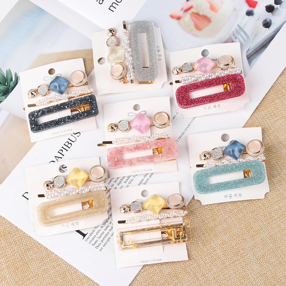 Женские заколки для волос элегантные Геометрические из ацетатного жемчуга