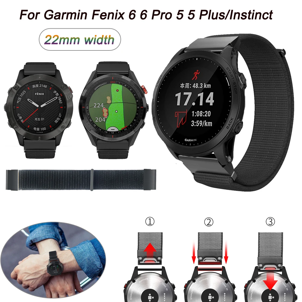 

Ремешок нейлоновый спортивный для смарт-часов, браслет для Garmin Fenix 6 Pro 5 Plus, быстросъемный браслет для смарт-часов Coros VERTIX, 22 мм