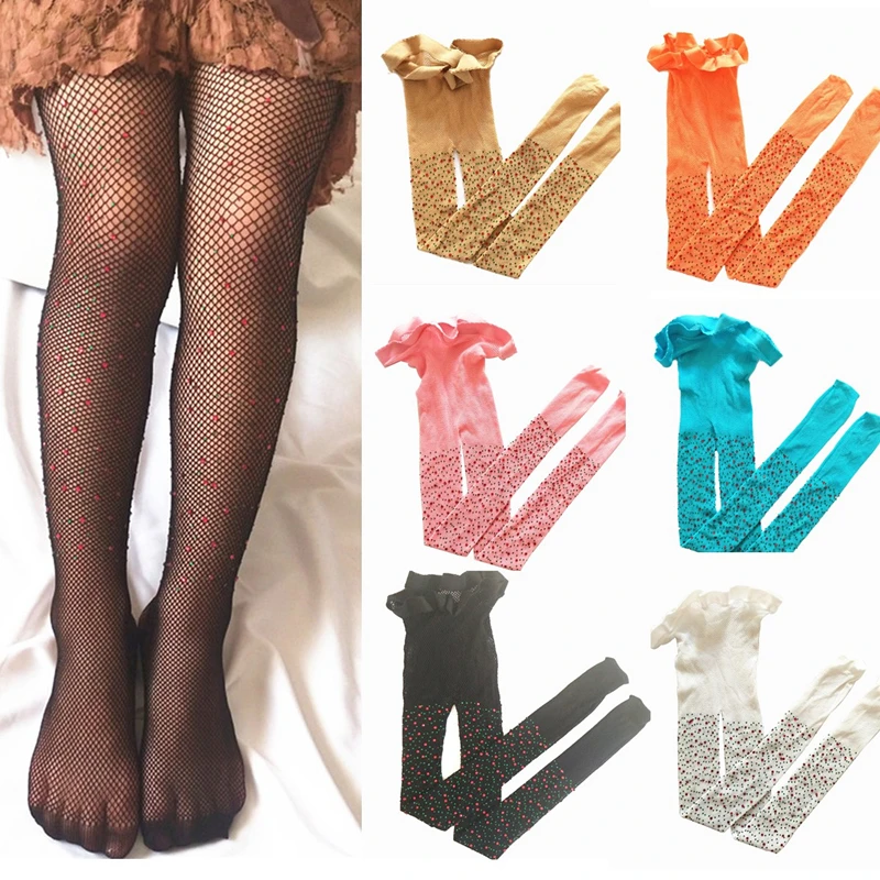 Pudcoco для маленьких девочек ажурные чулки красные алмазы Bling сетчатые колготки