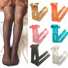 Pudcocoколготки в сеточку с рыбками для маленьких девочек колготки в сеточку с красными бриллиантами милые колготки в полоску для детей, детские От 7 до 10 лет