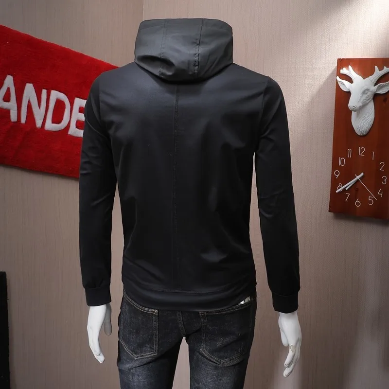

Fashion Mens Pullover Slim Fit Casual Hoody Tops New Designer Buckle Outwear Coat Male Streetwear Pockets Cap Jacket