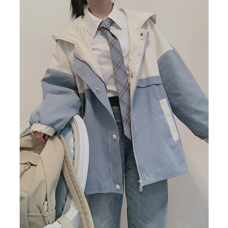 

2020 New Spring and Autumn Wild Tooling Female Loose Leisure Vintage Coats-Music of The Tide Womens Jackets