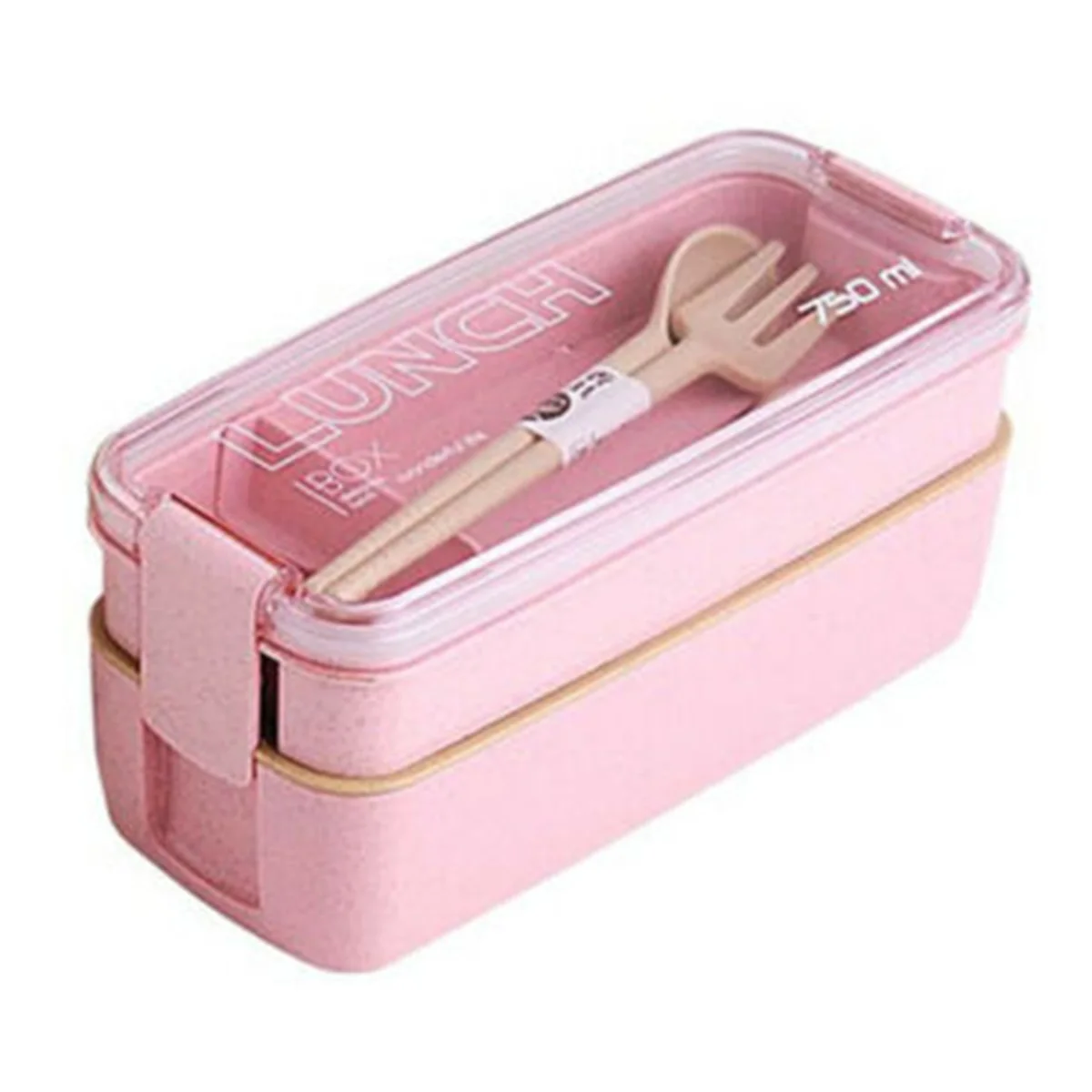 2 х ярусный Ланч бокс Bento ложка для хранения еды контейнер микроволновой печи