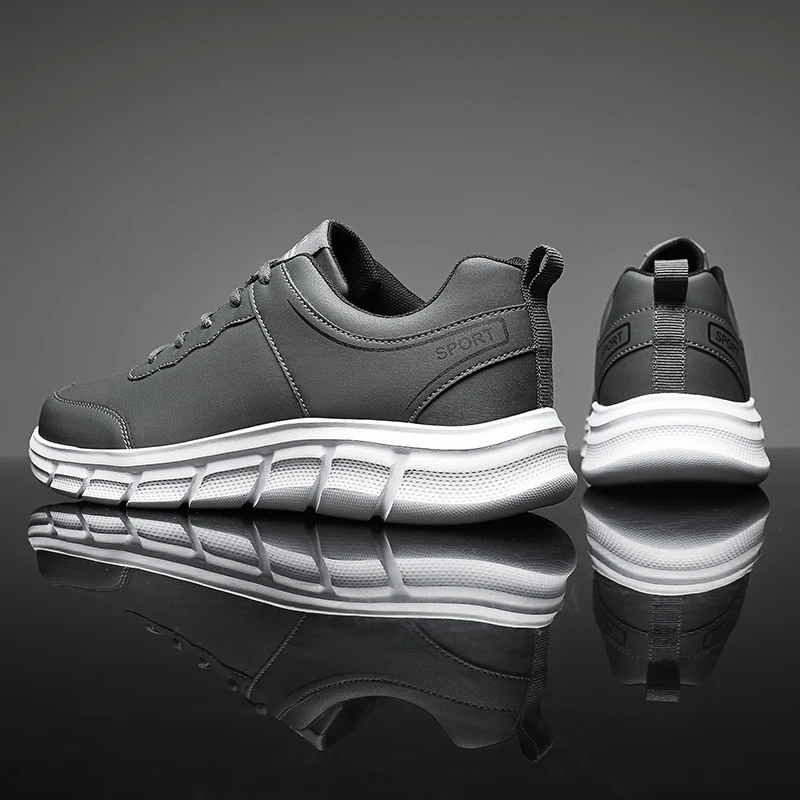 

Ultralight MD Sole PU Leather Shoes 48 Four Seasons Outdoor Casual Walking Men's Shoes 47 Black Soft Breathable Running Sneakers