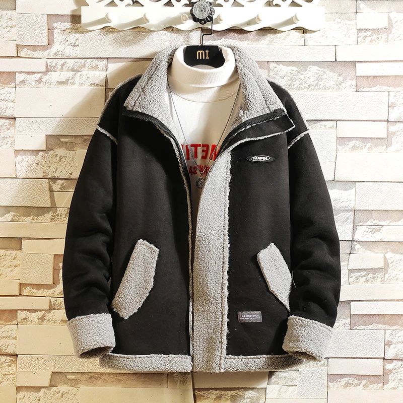 Куртка мужская утепленная из овечьей шерсти парка в Корейском стиле