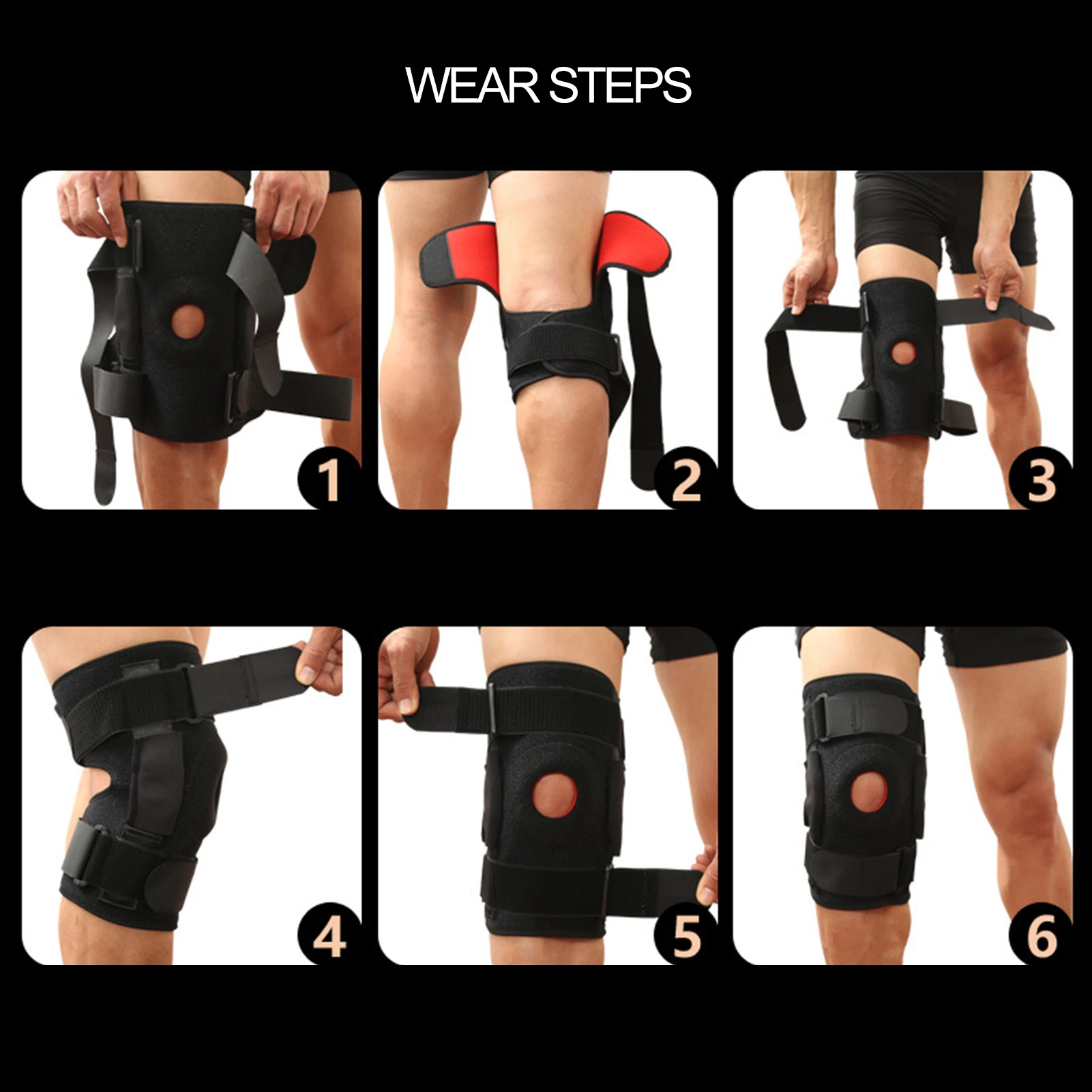 

1Pc Adjustable Sports Training Elastic Knee Pad Support Patella Brace Hole Kneepad Protector with Removable Plate for Fitness