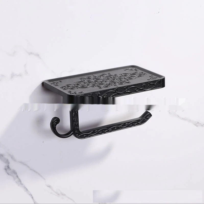 

Light Luxury Style Bathroom Space Aluminum Mobile Phone Holder Paper Roll Rack European Replica Antique Carved Toilet Towel